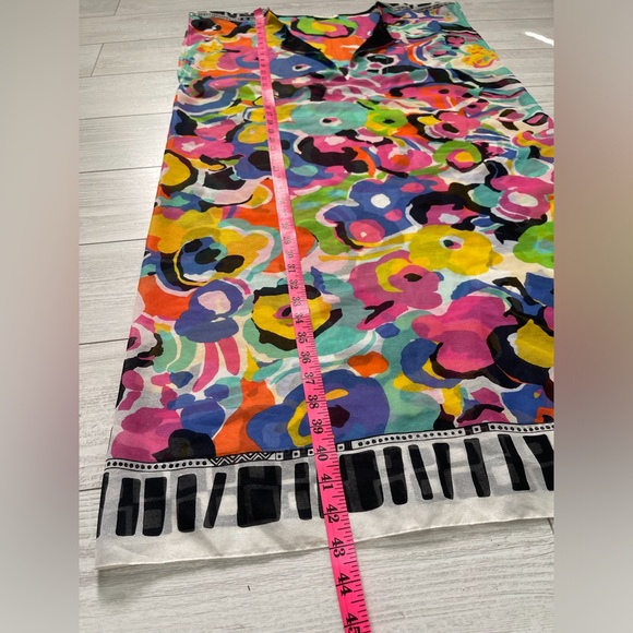 FERAUD Paris Abstract Floral Beach Dress Swim Cover Tunic Caftan O/S - Picture 9 of 10